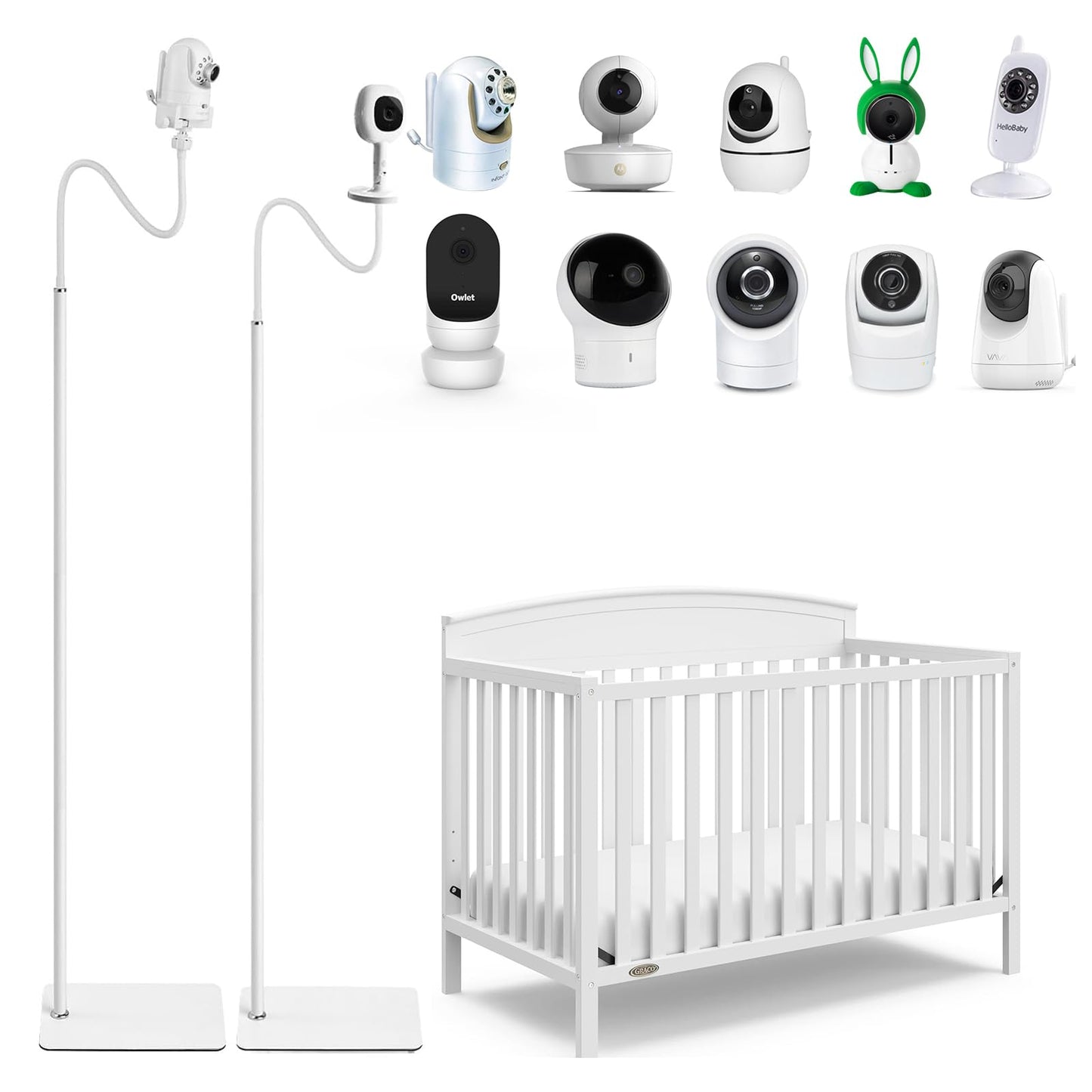 Didalo 68.8" Adjustable Height Baby Monitor Floor Stand Holder Compatible with Infant Optics DXR-8 ProNanit Pro Smart Baby Monitor & Flex StandVavaHellobabyEufy Cameras with 1/4 Screw Mount